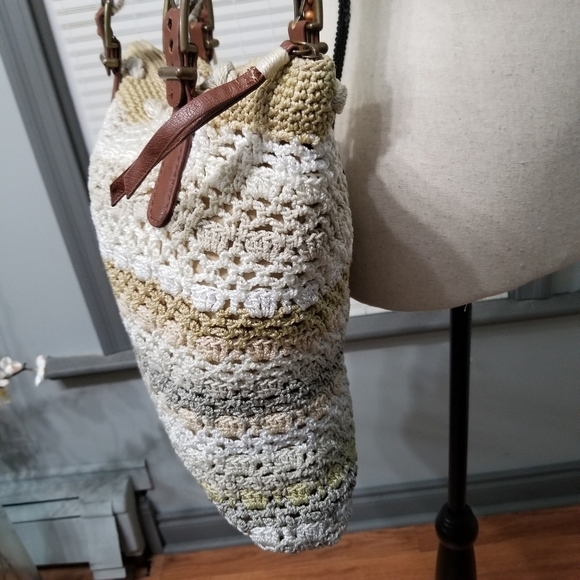 The Sak Crochet Large Shoulder Bag With Wrapped Faux Leather Straps - Picture 4 of 16